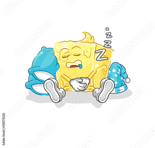 butter sleeping character. cartoon mascot vector