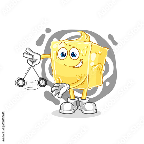 butter hypnotizing cartoon. cartoon mascot vector