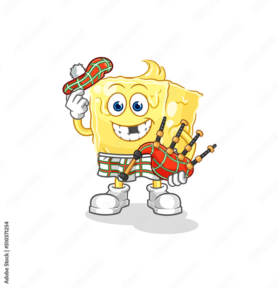 butter scottish with bagpipes vector. cartoon character