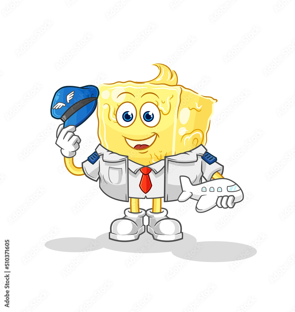 butter pilot mascot. cartoon vector butter pilot mascot. cartoon vector