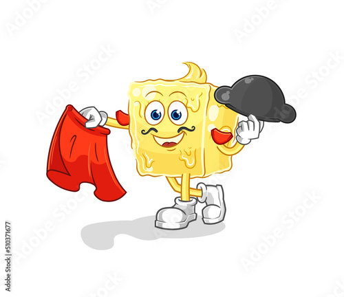 butter matador with red cloth illustration. character vector