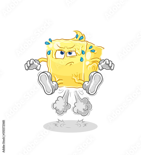 butter fart jumping illustration. character vector