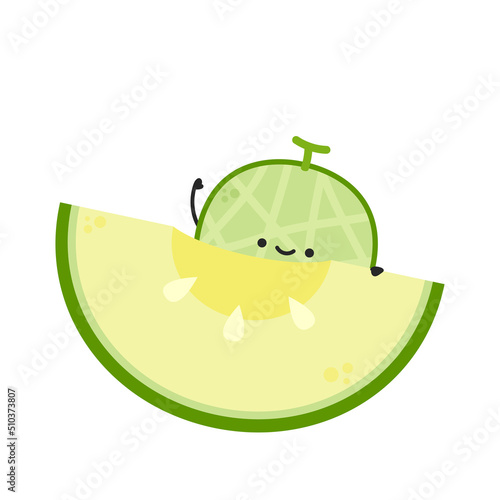 Melon character design. melon on white background. Melon cartoon.