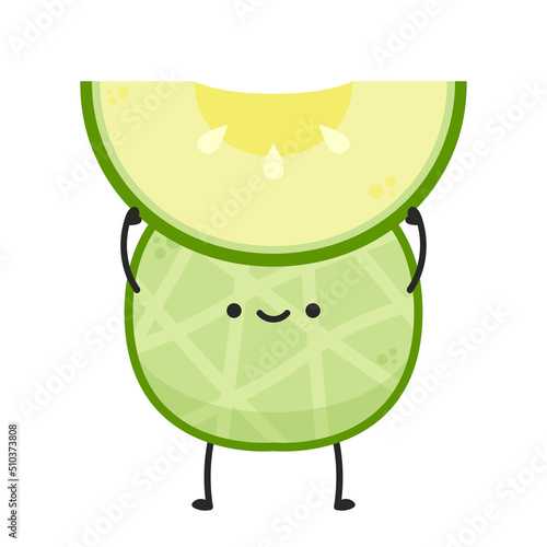 Melon character design. melon on white background. Melon cartoon.