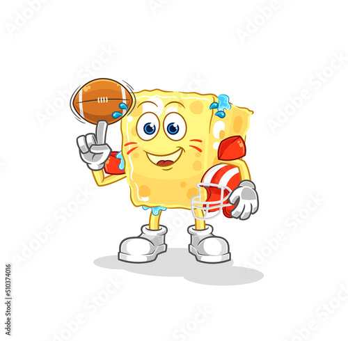sponge playing rugby character. cartoon mascot vector