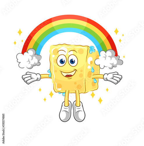 sponge with a rainbow. cartoon vector