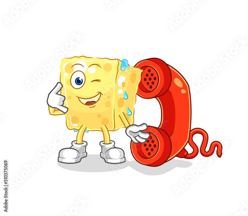 sponge call mascot. cartoon vector