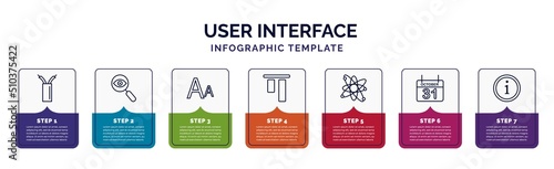 infographic template with icons and 7 options or steps. infographic for user interface concept. included wiring, detective search, fonts, top alignment, nuclear cells, octuber 31, information icons.