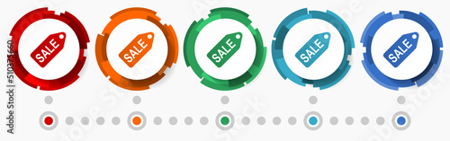 Sale, shop concept vector icon set, flat design pointers, infographic template