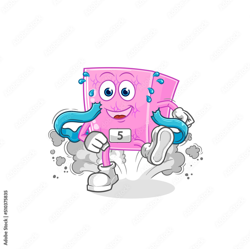 mattress runner character. cartoon mascot vector