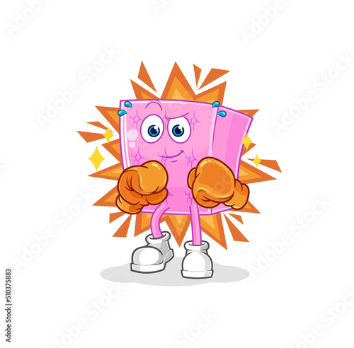 mattress boxer character. cartoon mascot vector