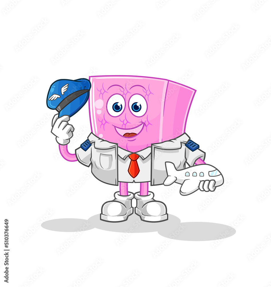mattress pilot mascot. cartoon vector