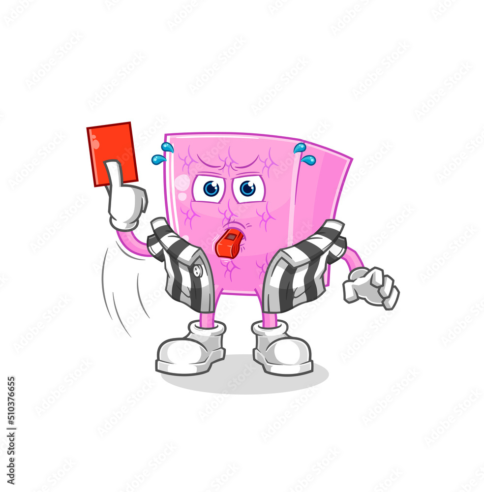 mattress referee with red card illustration. character vector mattress referee with red card illustration. character vector