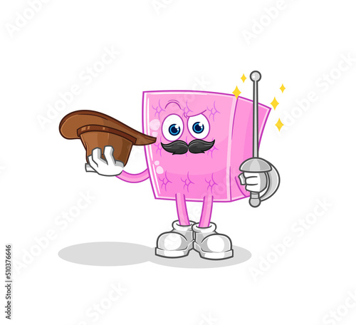 mattress fencer character. cartoon mascot vector