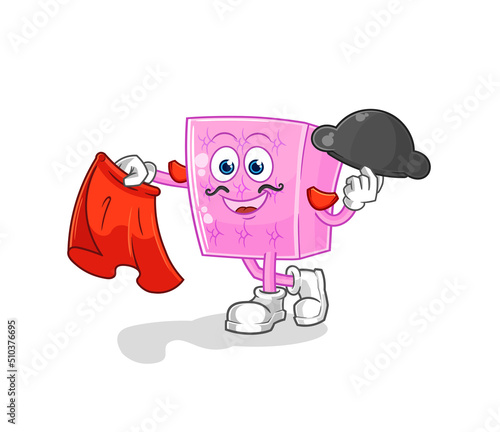 mattress matador with red cloth illustration. character vector