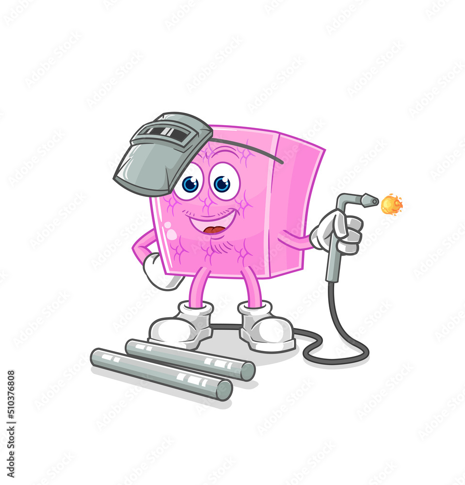 mattress welder mascot. cartoon vector mattress welder mascot. cartoon vector