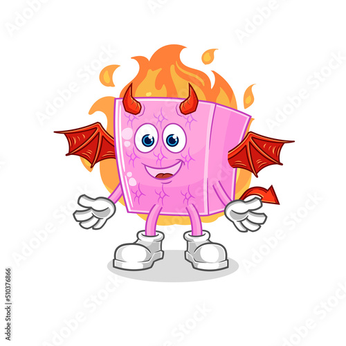 mattress demon with wings character. cartoon mascot vector
