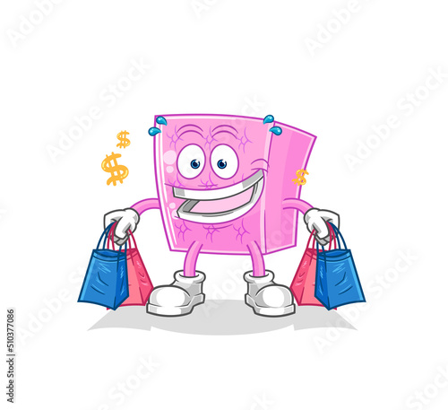 mattress shoping mascot. cartoon vector