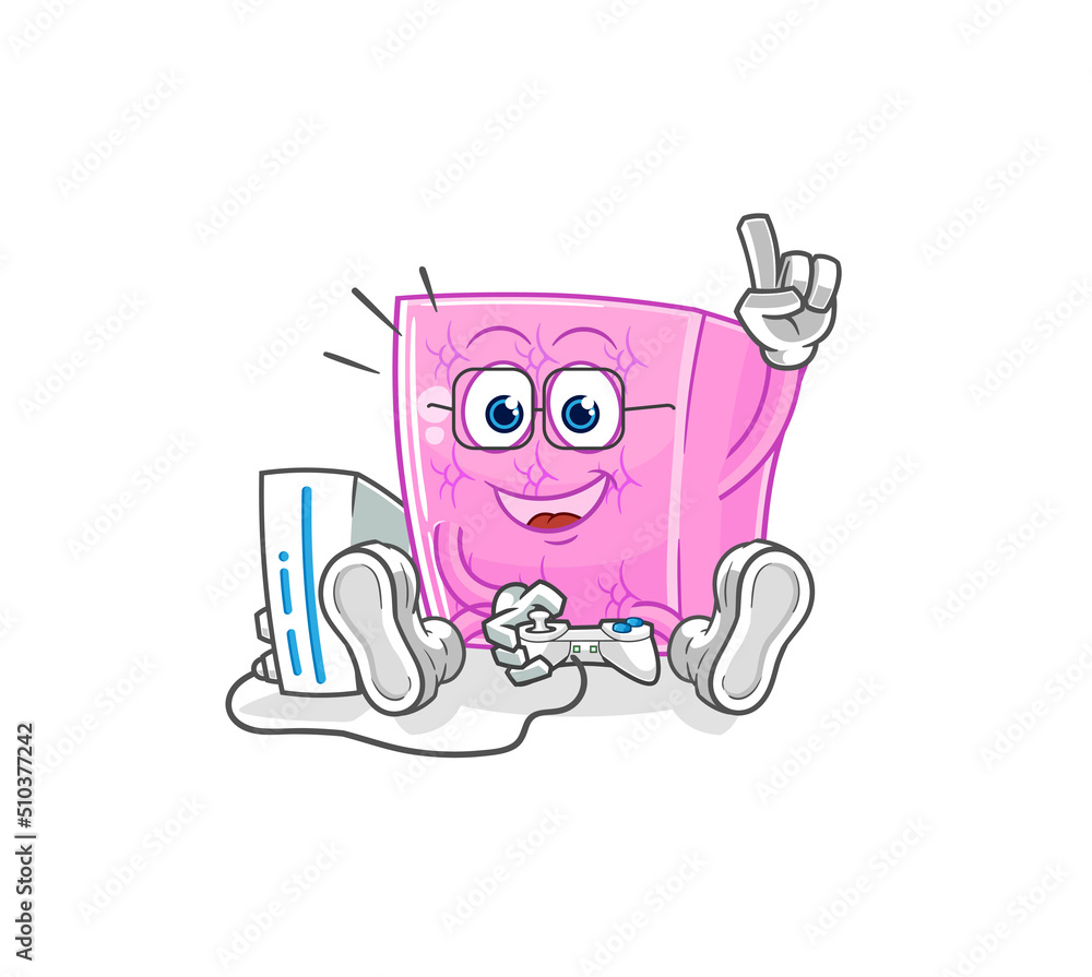 Obraz premium mattress playing video games. cartoon character