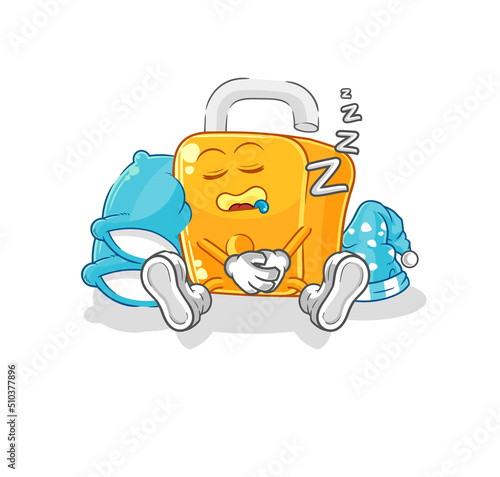padlock sleeping character. cartoon mascot vector