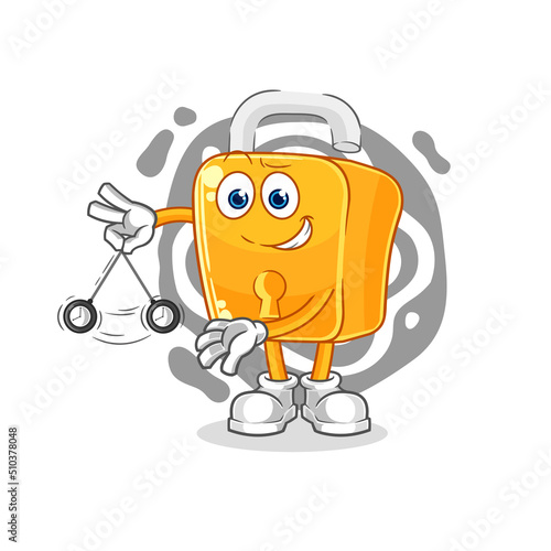 padlock hypnotizing cartoon. cartoon mascot vector