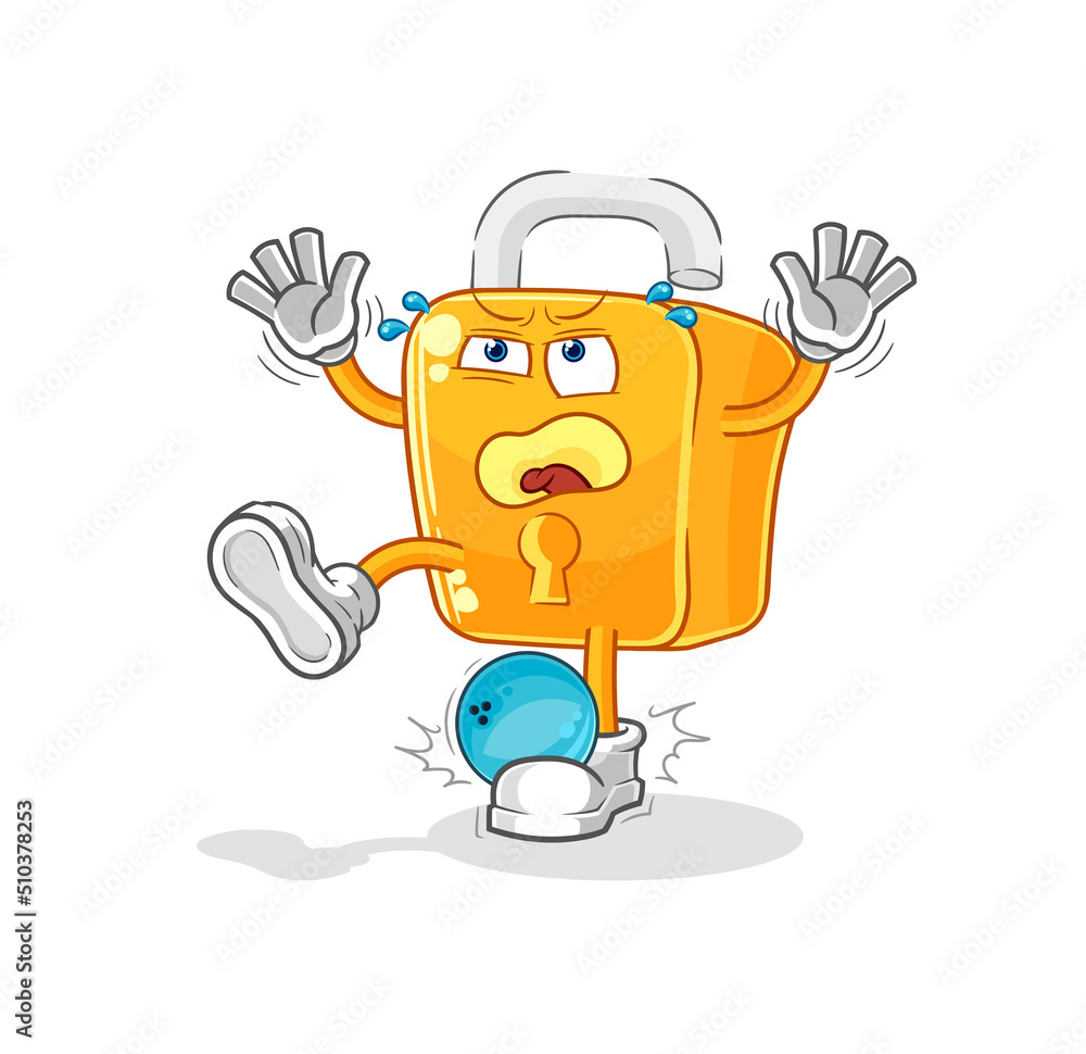 padlock hiten by bowling cartoon. cartoon mascot vector padlock hiten by bowling cartoon. cartoon mascot vector