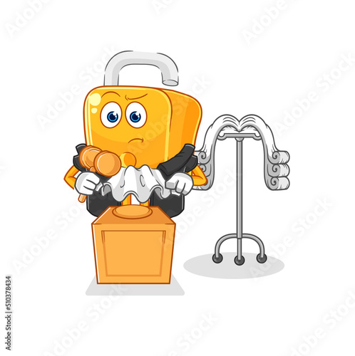 padlock judge holds gavel. character vector