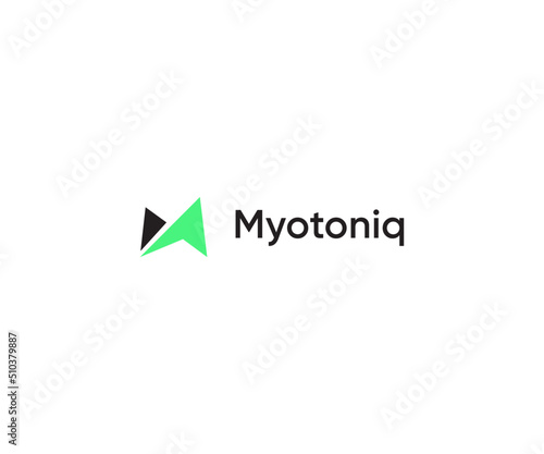 Abstract M Letter Logo  Green and Black Geometric Icon