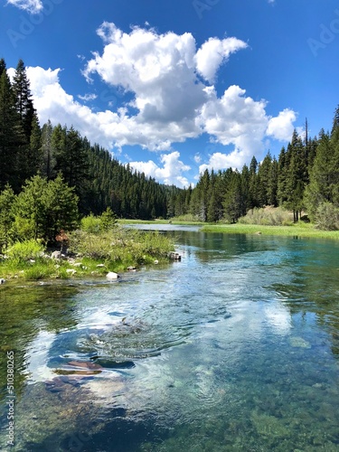 Foto The view of Truckee river on a sunny summer day in North Lake Tahoe, California