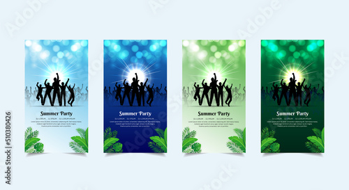Modern and fantastic summer party design template stories collection vector