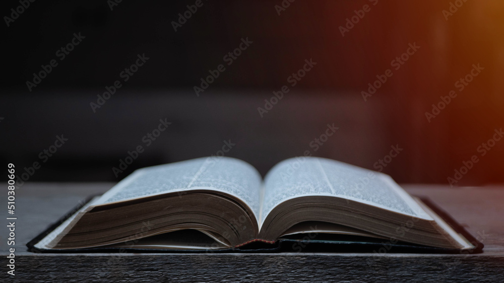 Open Bible on a Slate Tabletop with Customizable Space to Add Text Open Bible on a Slate Tabletop with Customizable Space to Add Text