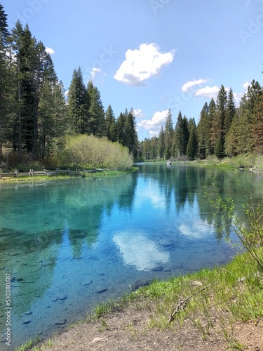 Bilde på lerret The view of Truckee river on a sunny summer day in North Lake Tahoe, California