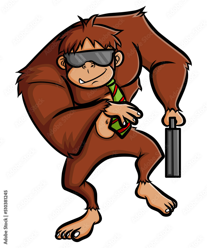 Obraz premium The gorilla is wearing a tie and sunglasses with a cool expression