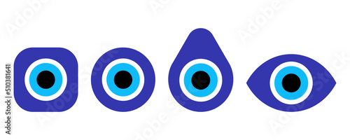 Nazar amulet vector icons set. Evil eye protection symbol. Blue eye - protection talisman. Vector 10 EPS.