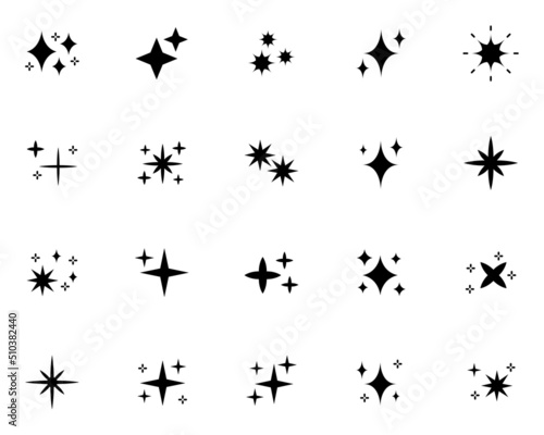 set of sparkle icons, glitter, effect, shiny © kornkun