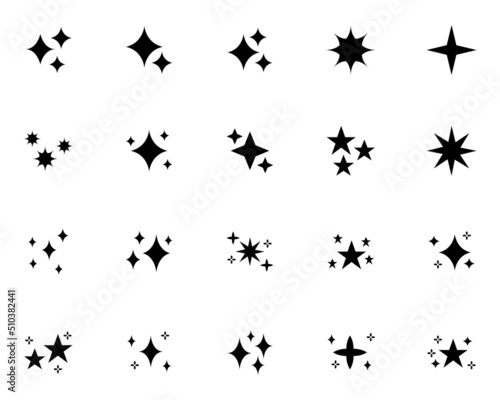 set of sparkle icons, glitter, effect, shiny © kornkun