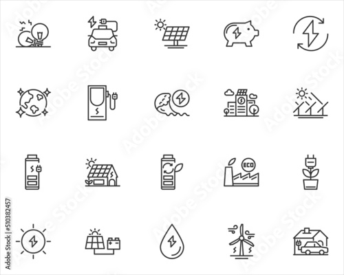 set of eco icons, environment, think green, energy