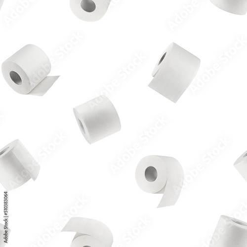 Toilet paper isolated on white background, SEAMLESS, PATTERN