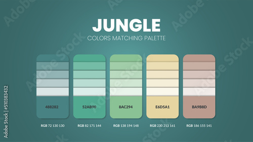 Jungle tone colour schemes ideas.Color palettes are trends combinations and palette guides this year, a table color shades in RGB or  HEX. A color swatch for a spring fashion, home, or interior design