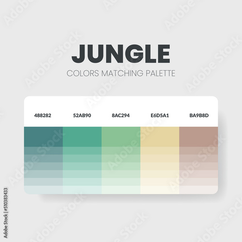 Jungle tone colour schemes ideas.Color palettes are trends combinations and palette guides this year, a table color shades in RGB or  HEX. A color swatch for a spring fashion, home, or interior design