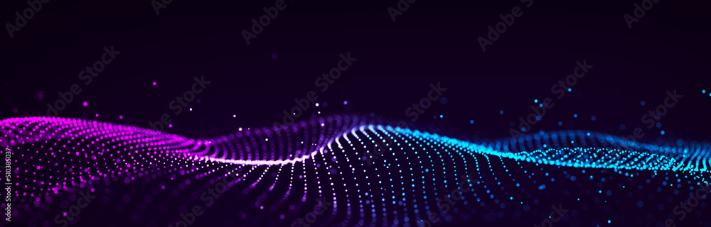 Dynamic sound wave of particles. Music futuristic flow. Abstract technology background. 3D rendering. Dynamic sound wave of particles. Music futuristic flow. Abstract technology background. 3D rendering.