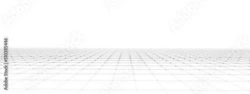 Wireframe landscape. Vector perspective grid. Digital space. Mesh on a white background.