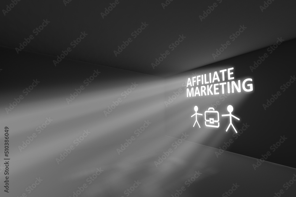 Obraz premium AFFILIATE MARKETING rays volume light concept 3d illustration