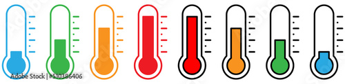 Thermometer Icons Set. Editable Stroke. Stock Vector
