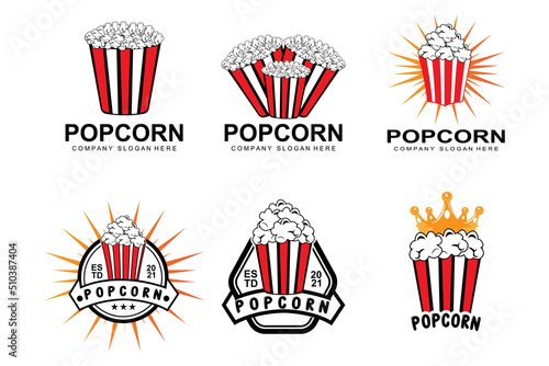pop corn logo icon vector, explode, cinema snacks, concept illustration