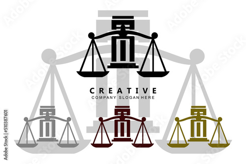 Lawyer or Justice law logo vector design, icon illustration