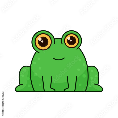 Cute frog on a white background in a flat style. Children s vector illustration