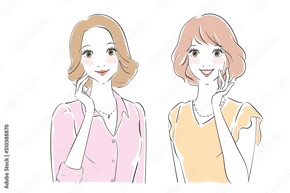 微笑む二人のきれいな女性