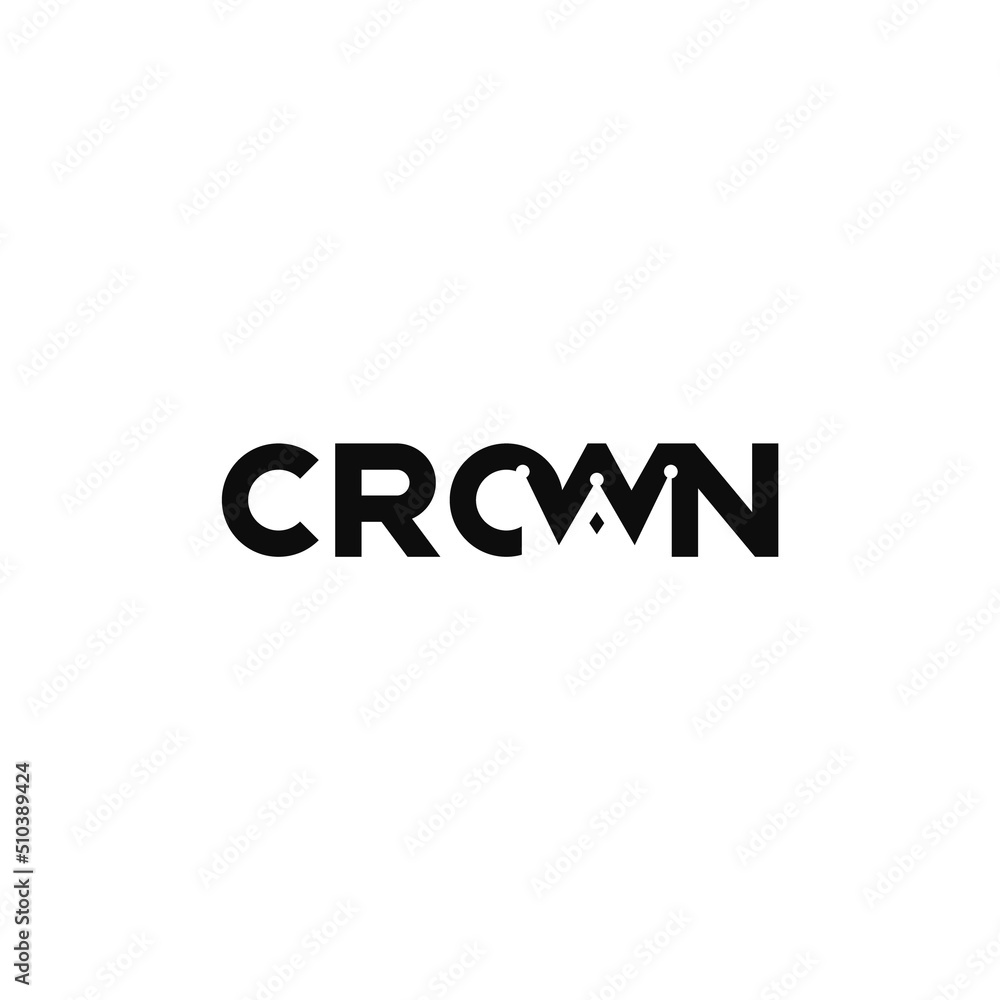 Crown text, negative space. Word mark logo design. Crown text, negative space. Word mark logo design.