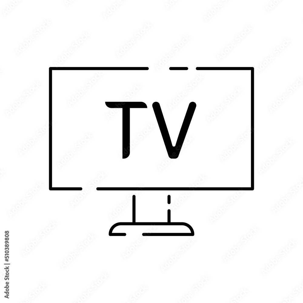 TV or television and computer monitor thin line icon. Vector household appliances TV or television and computer monitor thin line icon. Vector household appliances